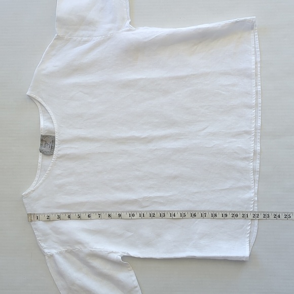 Chalet Linen Dropped Shoulder Pullover Blouse MEDIUM White - Picture 9 of 10